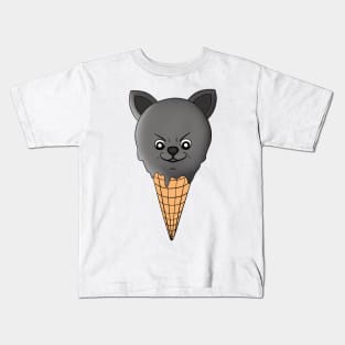 Cute Kawaii Chihuahua Ice Cream Cone Grey Version Kids T-Shirt